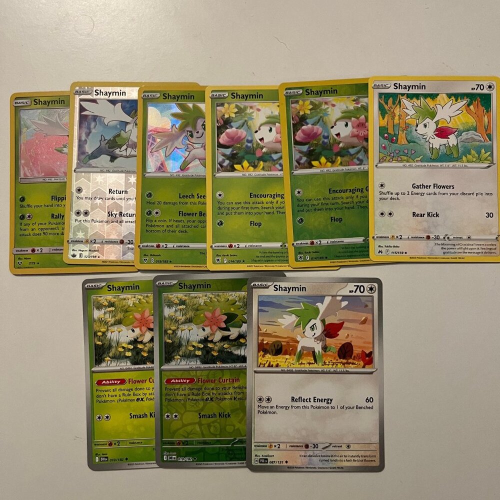 Fun Shaymin Pokemon Card Lot - 9 Shaymin, Reverse, Halo, Regular, fan favorite